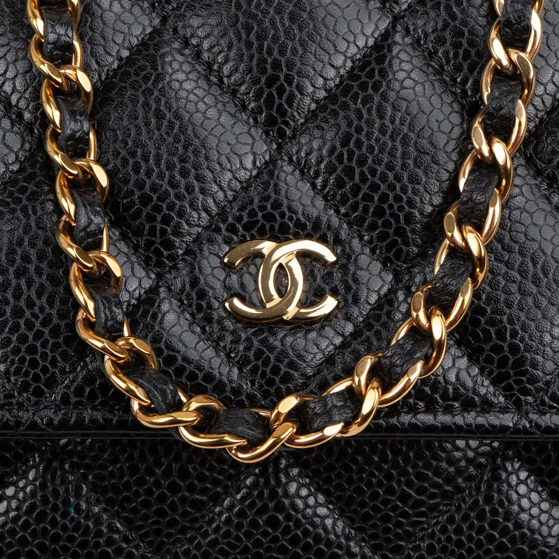Chanel Quilted Caviar Leather Wallet On Chain Crossbody Bag
