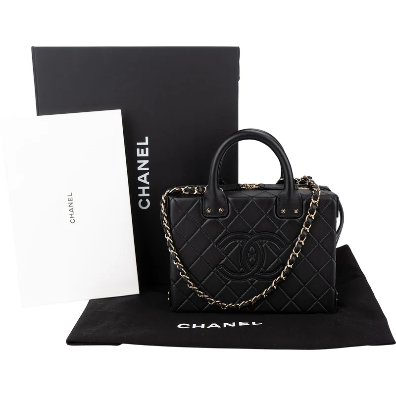 Chanel Quilted Lambskin CC Stitched Vanity Crossbody Handbag