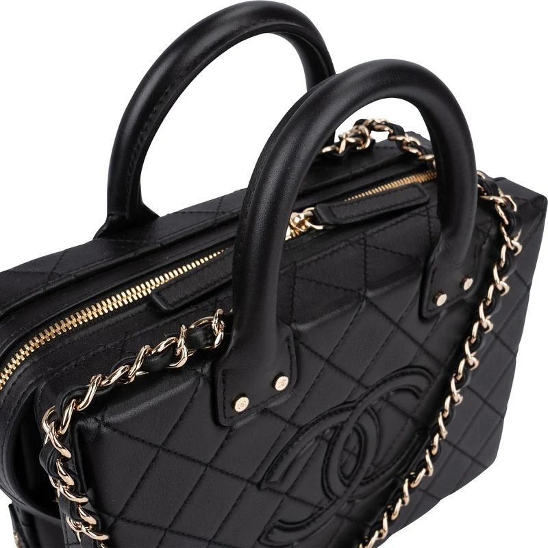 Chanel Quilted Lambskin CC Stitched Vanity Crossbody Handbag