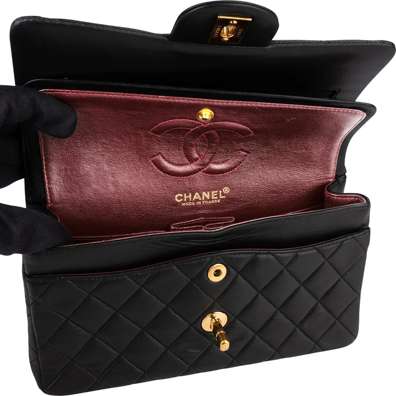 Chanel Quilted Lambskin 24K Small Double Flap Shoulder Bag