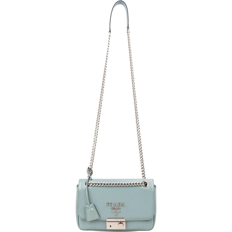 Prada Saffiano Vernice Chain Flap Crossbody Bag