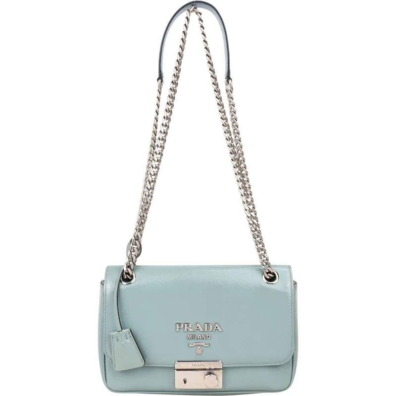 Prada Saffiano Vernice Chain Flap Crossbody Bag