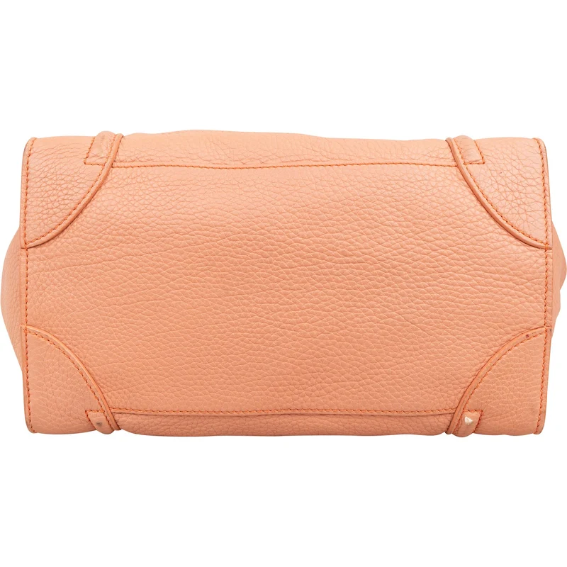 Céline Drummed Calfskin Mini Luggage Tote Handbag