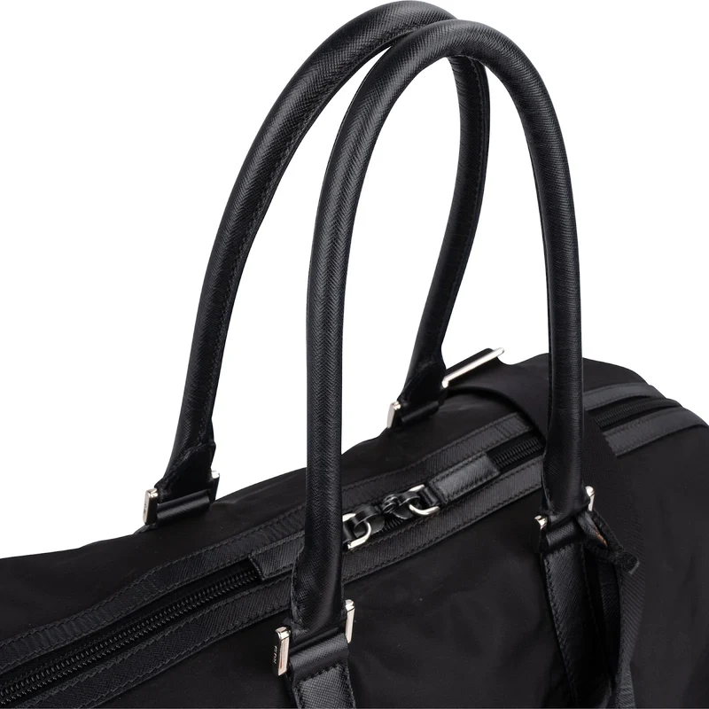 Prada Tessuto Nylon Saffiano Leather Duffle 50 Travel Bag