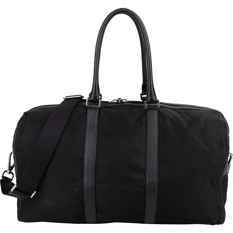 Prada Tessuto Nylon Saffiano Leather Duffle 50 Travel Bag