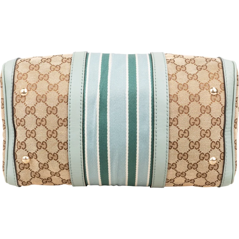 Gucci Monogram GG Canvas Vintage Web Boston Bag Handbag