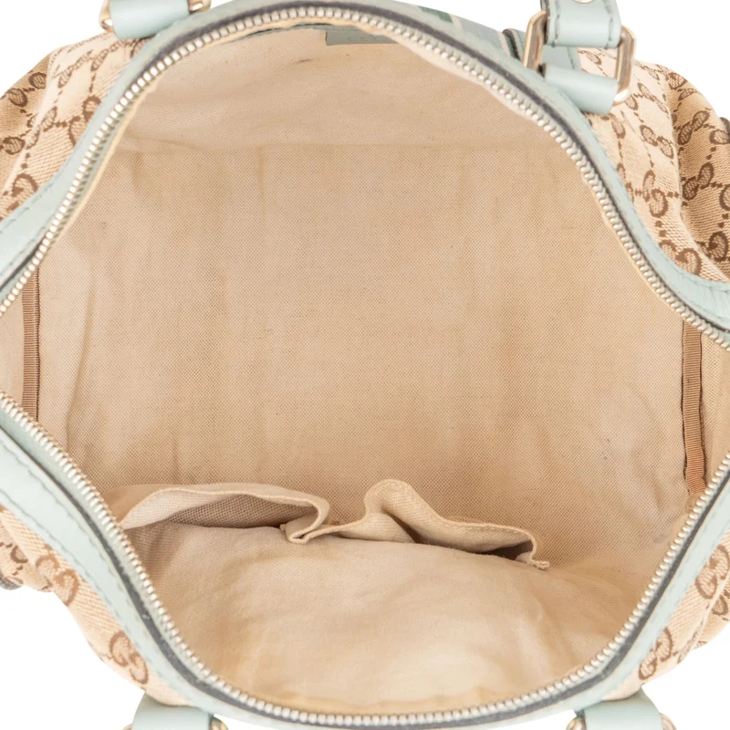 Gucci Monogram GG Canvas Vintage Web Boston Bag Handbag