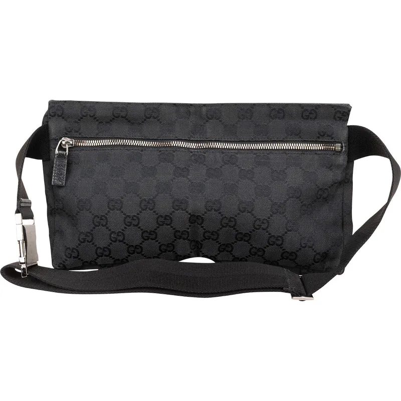 Gucci Black Monogram GG Canvas Belt Crossbody Bag