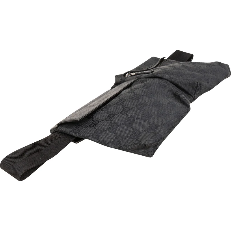 Gucci Black Monogram GG Canvas Belt Crossbody Bag