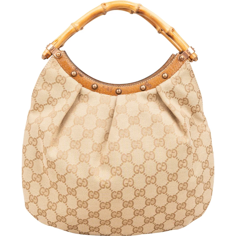 Gucci Monogram GG Canvas Bamboo Handle Handbag