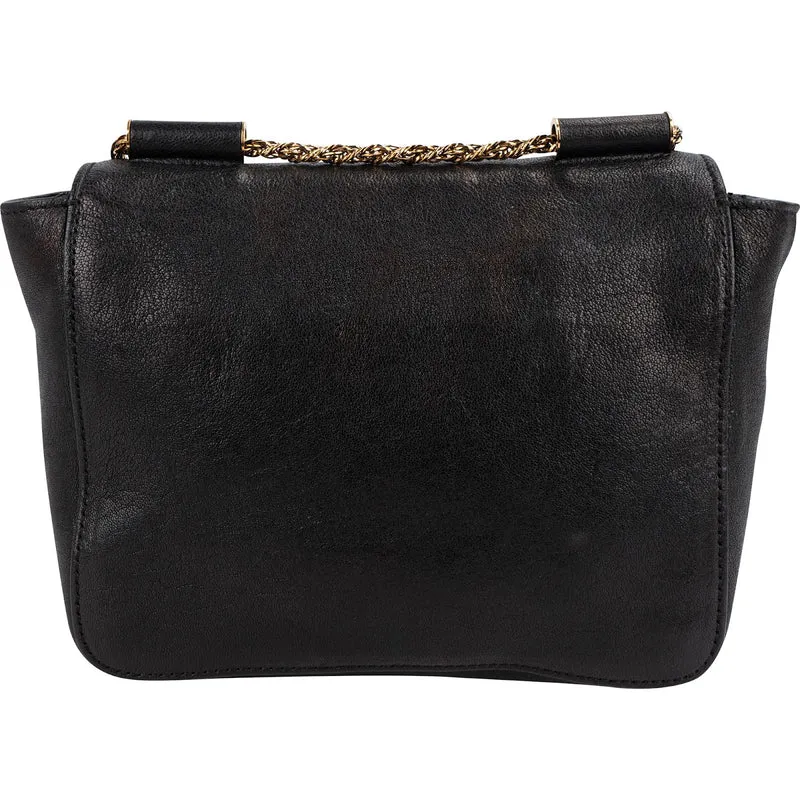 Chloé Black Leather Elsie Turnlock Crossbody Bag