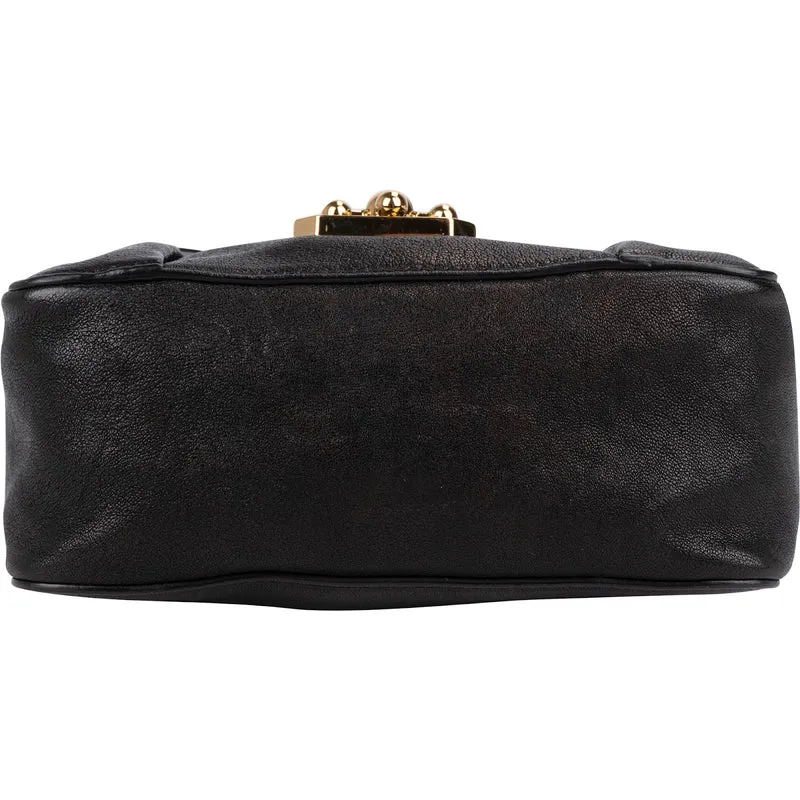 Chloé Black Leather Elsie Turnlock Crossbody Bag