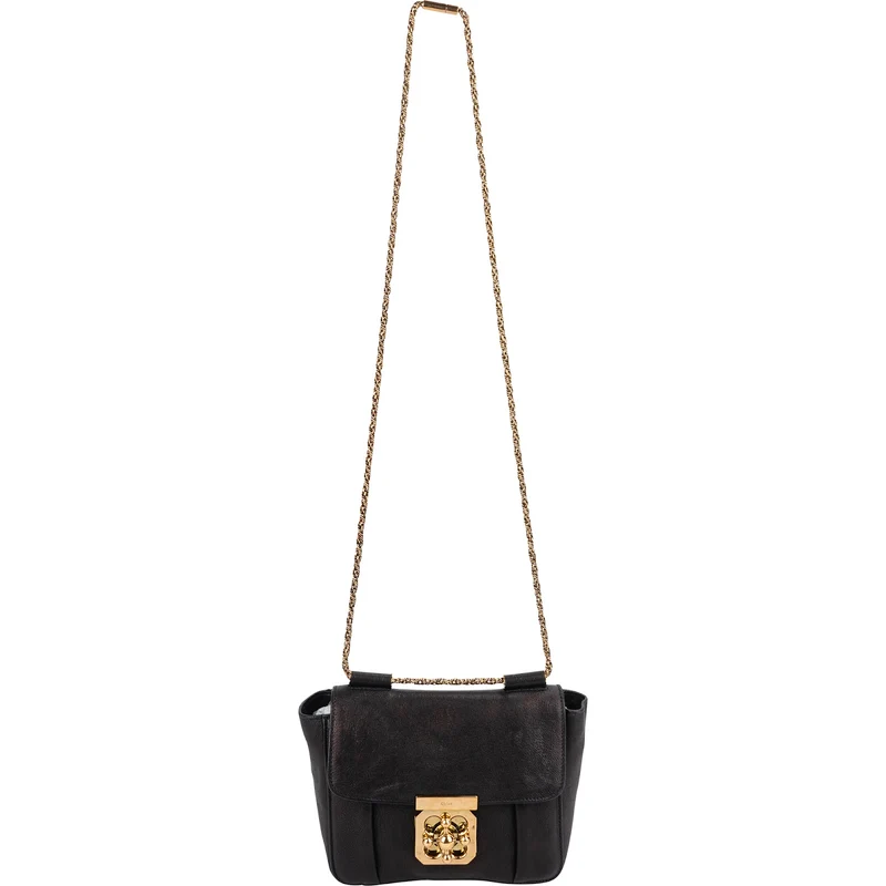 Chloé Black Leather Elsie Turnlock Crossbody Bag