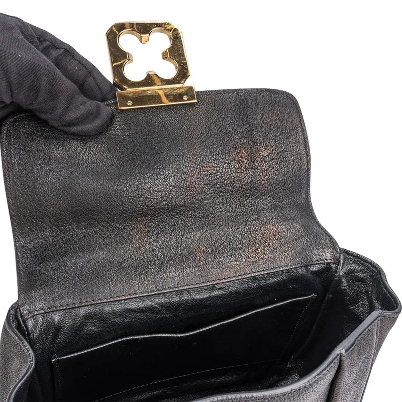 Chloé Black Leather Elsie Turnlock Crossbody Bag