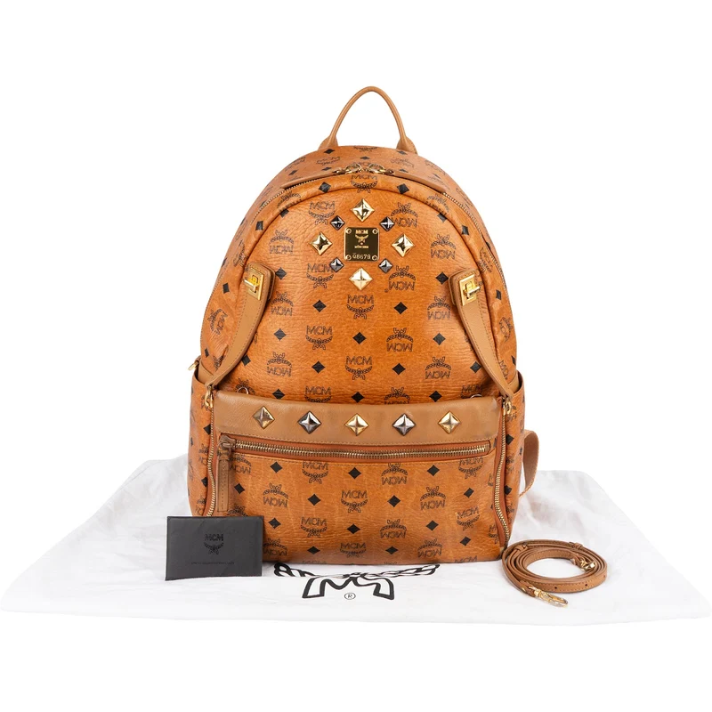 MCM Monogram Visetos Studded 2 in 1 Bag Backpack