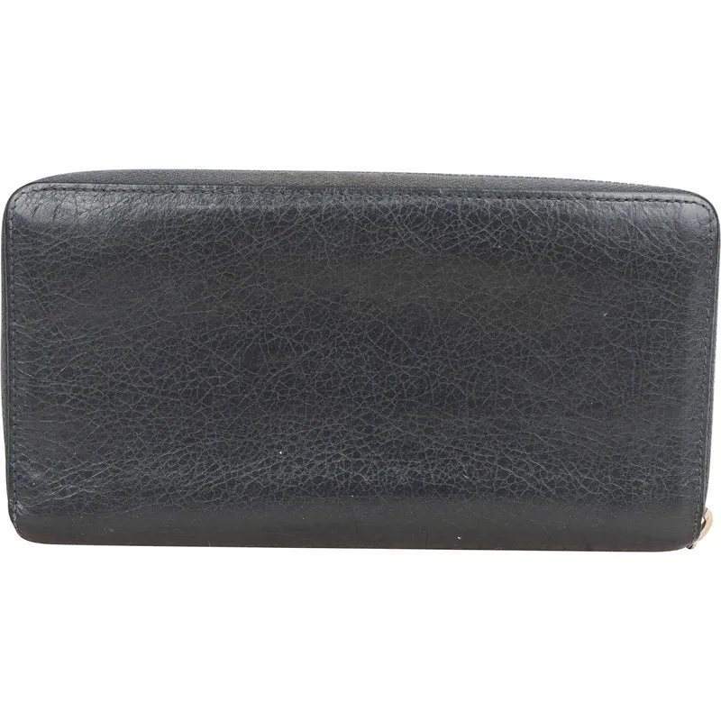 Balenciaga Antracite Arena Leather Classic City Zip Around Wallet