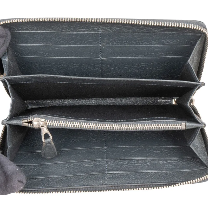 Balenciaga Antracite Arena Leather Classic City Zip Around Wallet
