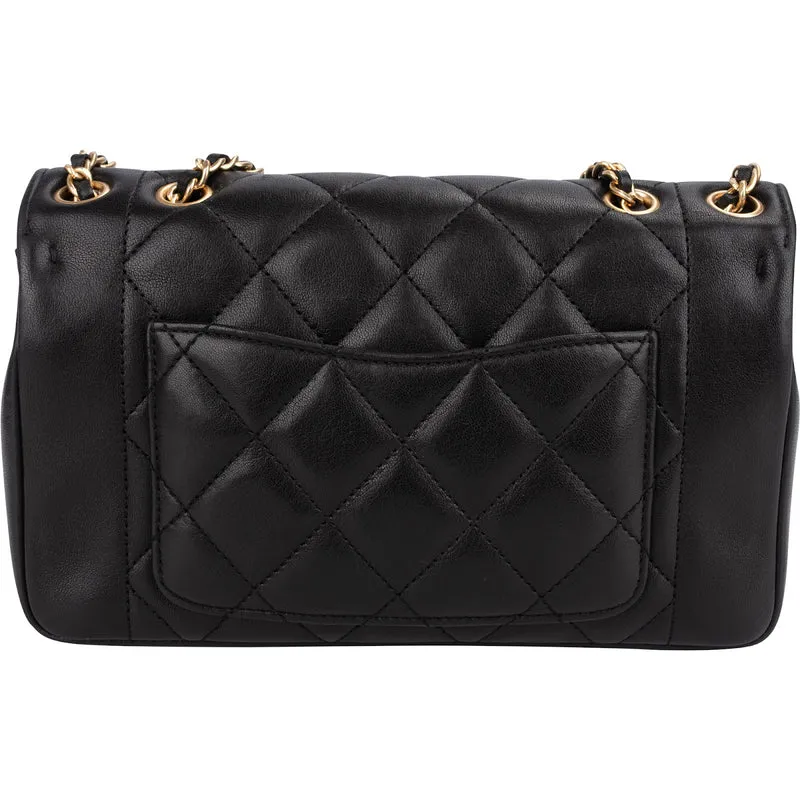 Chanel Quilted Lambskin Diana New Collection Single Flap Crossbody Bag
