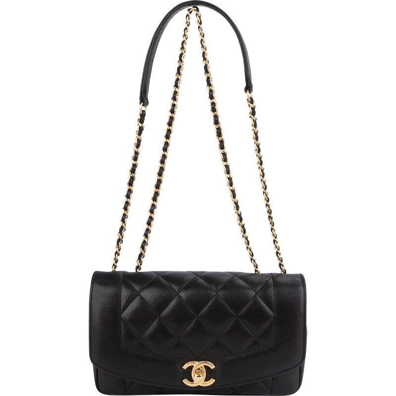 Chanel Quilted Lambskin Diana New Collection Single Flap Crossbody Bag
