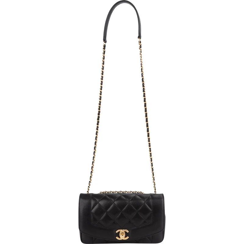 Chanel Quilted Lambskin Diana New Collection Single Flap Crossbody Bag