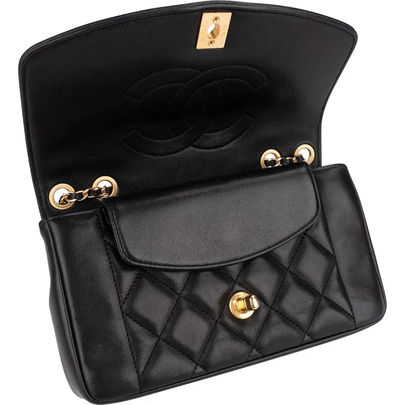 Chanel Quilted Lambskin Diana New Collection Single Flap Crossbody Bag