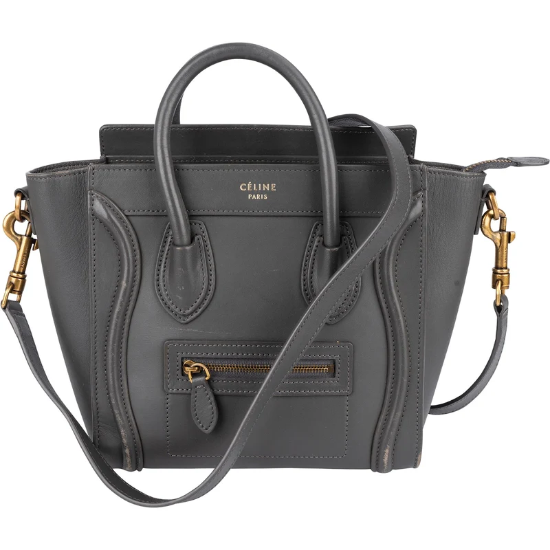 Céline Grey Leather Luggage Handbag