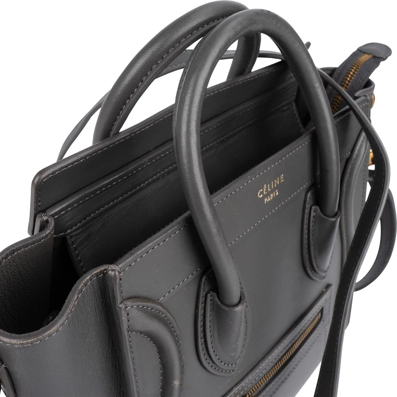 Céline Grey Leather Luggage Handbag