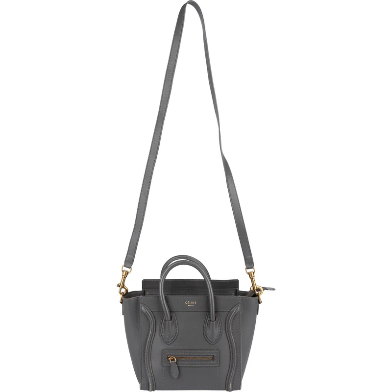 Céline Grey Leather Luggage Handbag