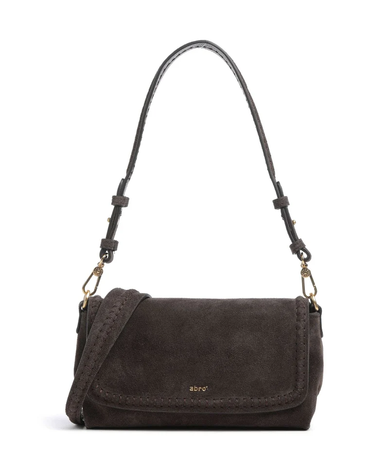 Abro Suede Signature Schultertasche dark brown