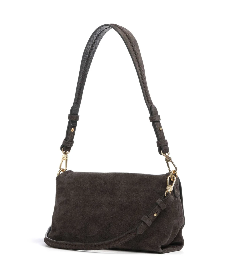 Abro Suede Signature Schultertasche dark brown