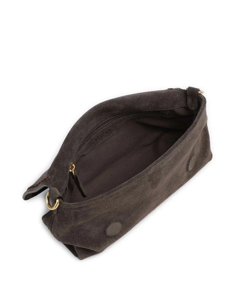 Abro Suede Signature Schultertasche dark brown