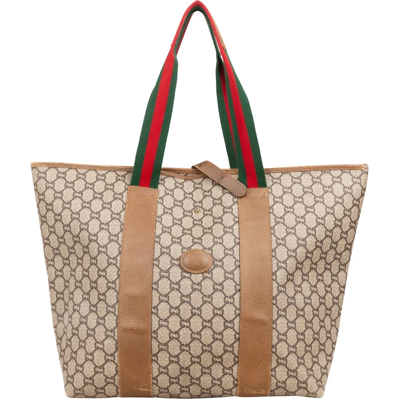 Gucci Monogram GG Supreme Canvas Vintage Large Web Shopper Shoulder Bag