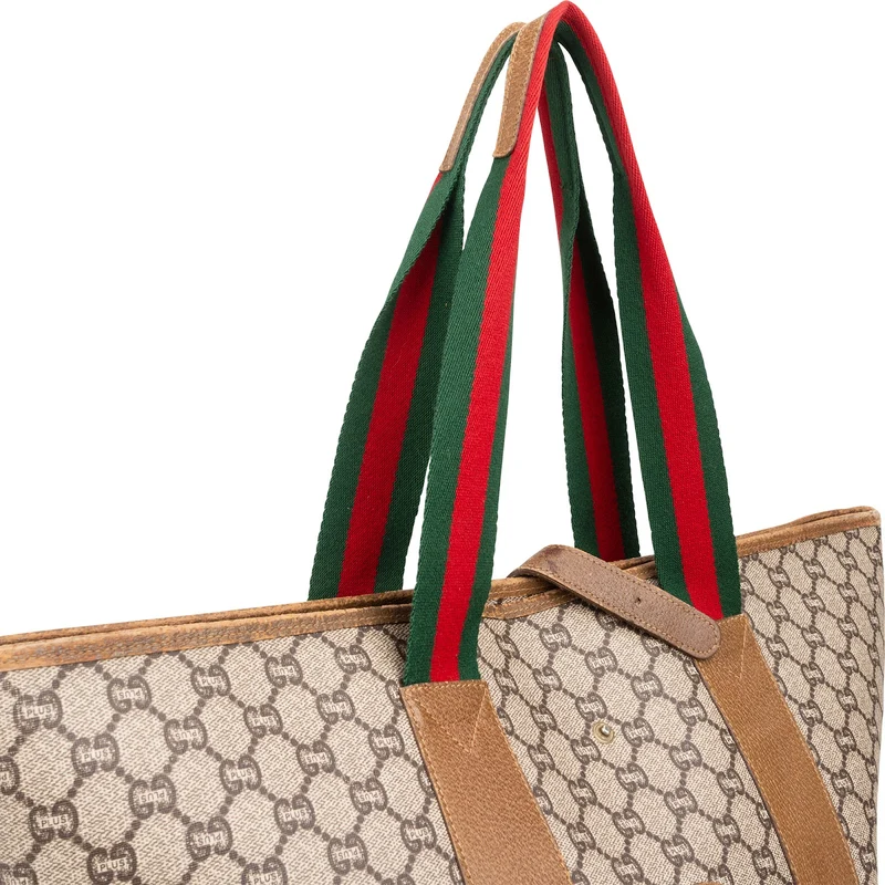 Gucci Monogram GG Supreme Canvas Vintage Large Web Shopper Shoulder Bag