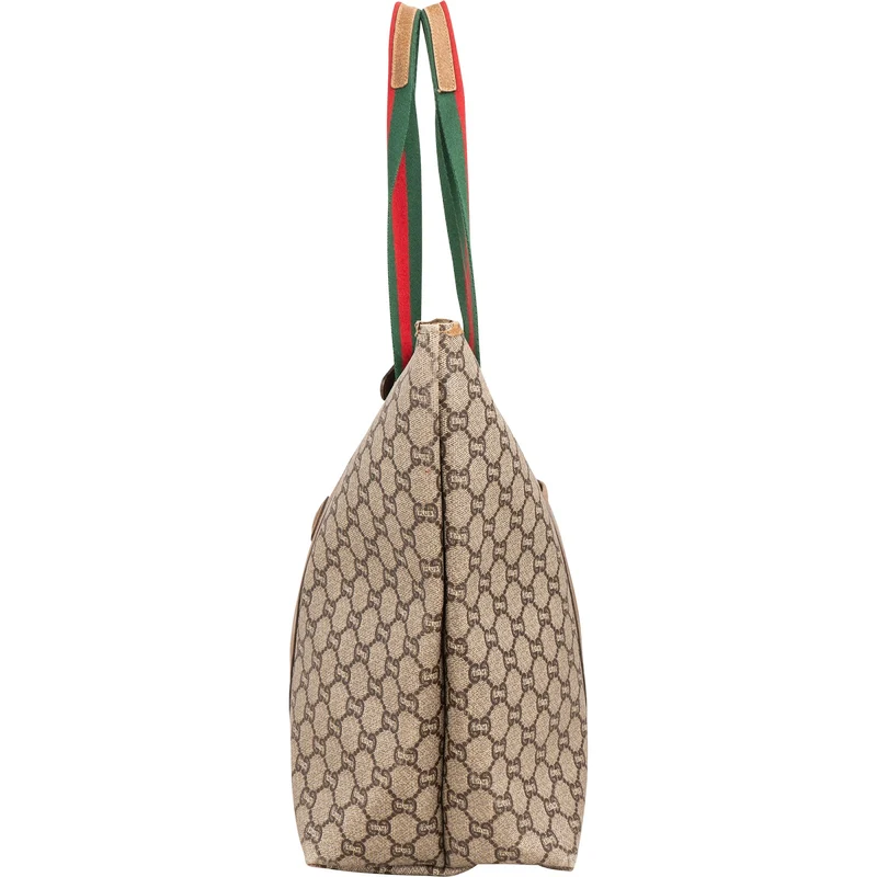 Gucci Monogram GG Supreme Canvas Vintage Large Web Shopper Shoulder Bag
