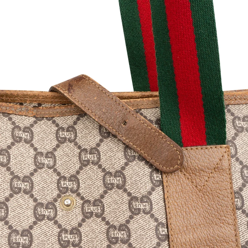 Gucci Monogram GG Supreme Canvas Vintage Large Web Shopper Shoulder Bag