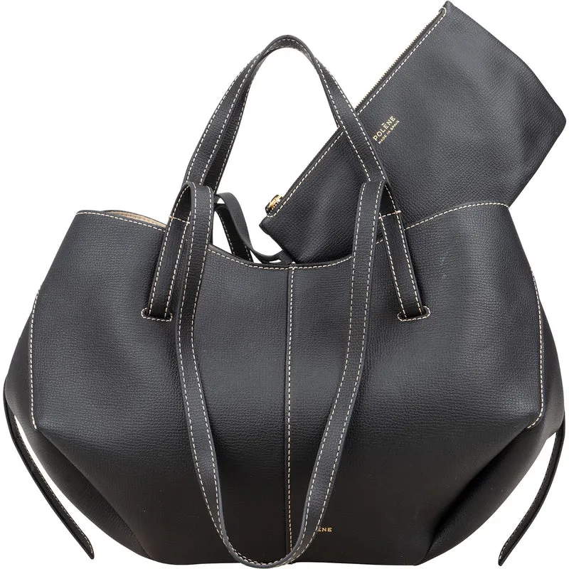 Polène Grained Leather Cyme Tote Handbag