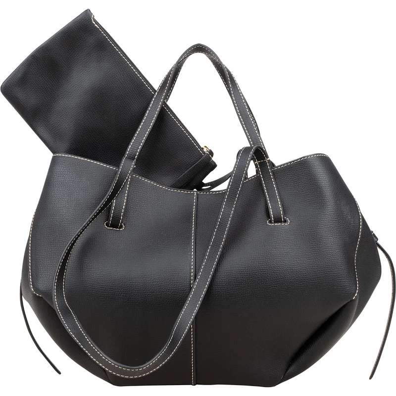 Polène Grained Leather Cyme Tote Handbag