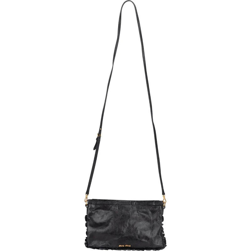 Miu Miu Nappa Leather Ruffle Clutch Crossbody Bag