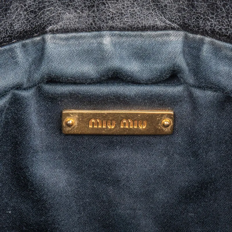 Miu Miu Nappa Leather Ruffle Clutch Crossbody Bag