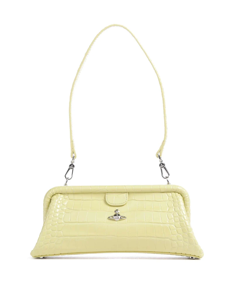 Vivienne Westwood Jane Frame Embossed Croc Schultertasche lime green