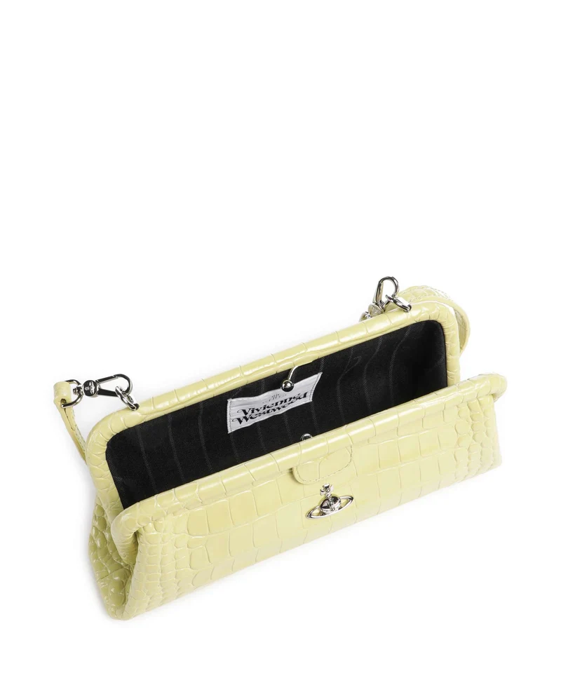 Vivienne Westwood Jane Frame Embossed Croc Schultertasche lime green