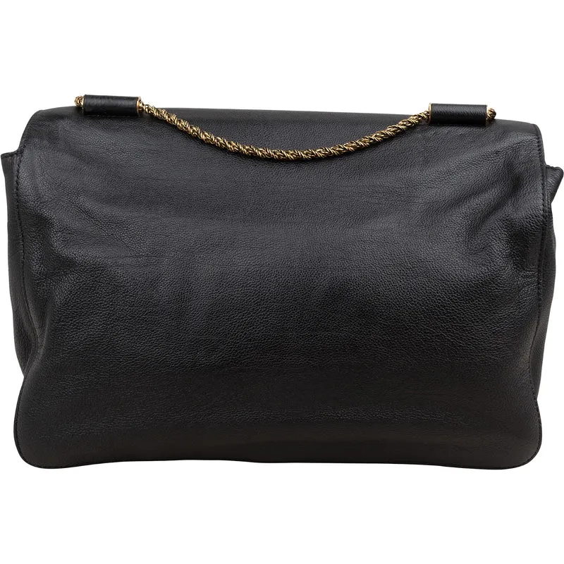 Chloé Black Leather Elsie Turnlock Crossbody Bag