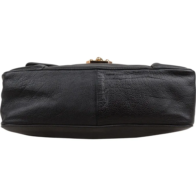 Chloé Black Leather Elsie Turnlock Crossbody Bag
