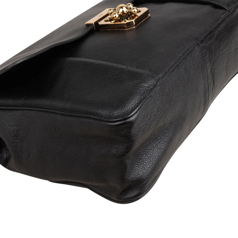 Chloé Black Leather Elsie Turnlock Crossbody Bag