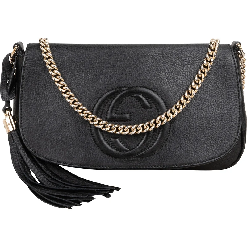 Gucci Pebbled Leather Soho Chain Tassel Crossbody Bag