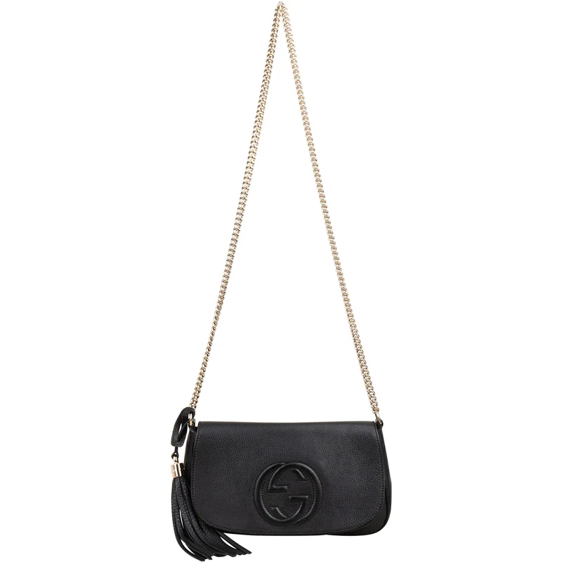 Gucci Pebbled Leather Soho Chain Tassel Crossbody Bag