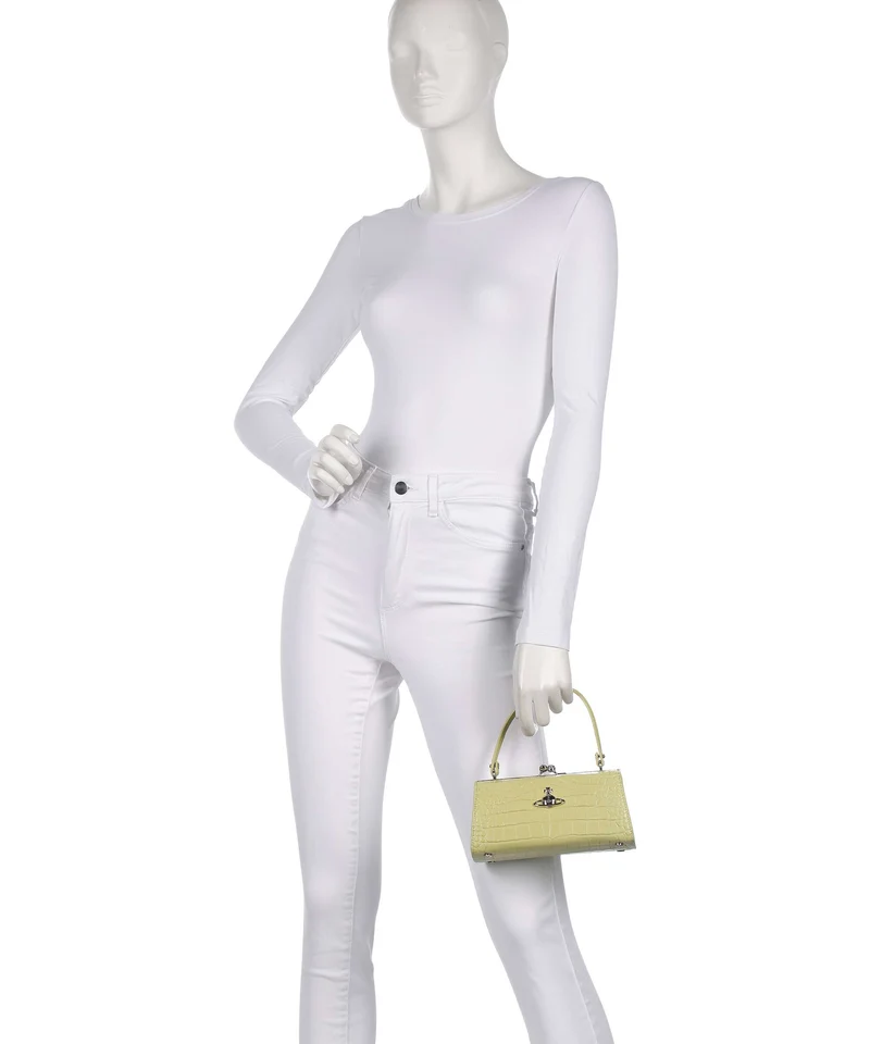 Vivienne Westwood Doll Frame Embossed Croc XL Handtasche lime green