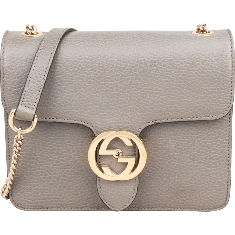 Gucci Grained Calfskin Interlocking GG Shoulder Crossbody Bag
