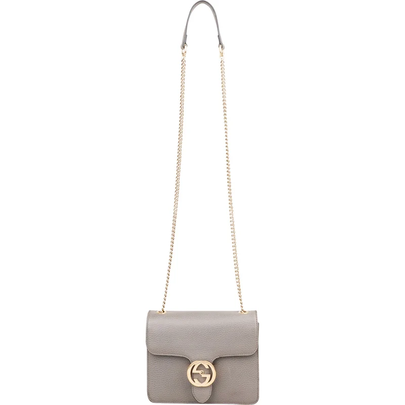 Gucci Grained Calfskin Interlocking GG Shoulder Crossbody Bag