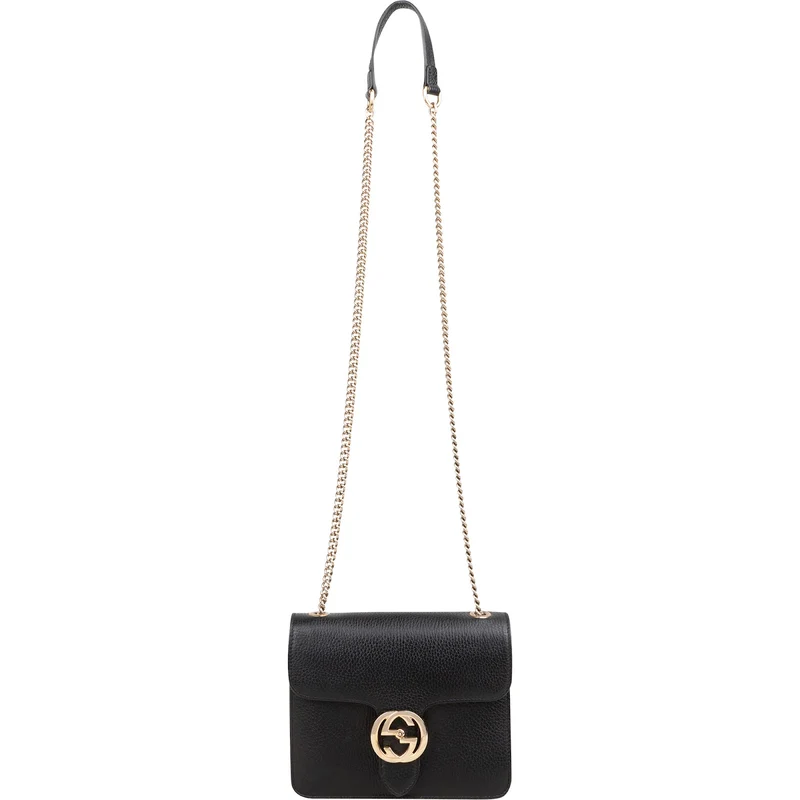Gucci Grained Leather Small Interlocking GG Shoulder Crossbody Bag